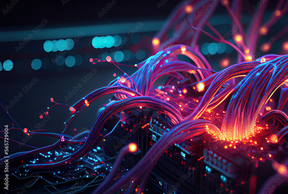 Modern Fiber Optics - Generative AI illustration Modern Fiber Optics - Generative AI illustration