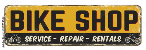 Bike shop vintage rusty metal sign