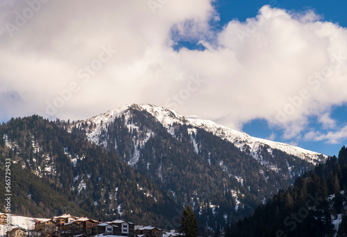 Snowy mountains and sky on a sunny winter day. A view from Rize Ayder plateau.Camlihemsin, Rize, Turkey.  © M.Nergiz