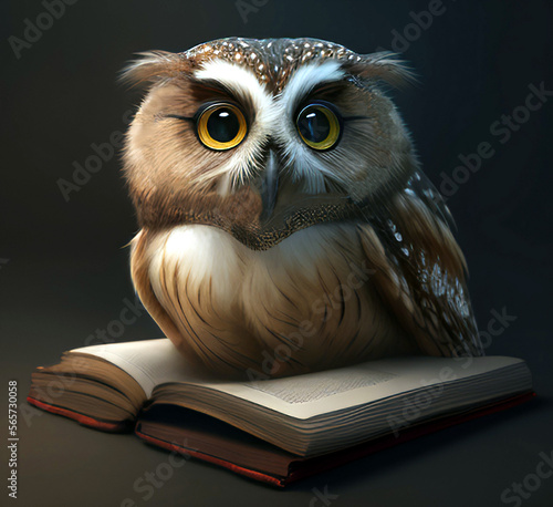 Cute Owl Sitting On a Book 