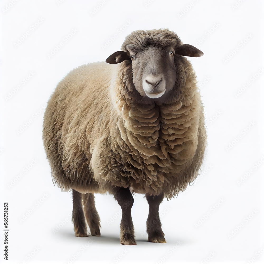 Fototapeta premium North country cheviot sheep breed isolated on white background. Generative AI