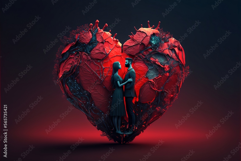 Digital abstract painting celebrate the day of love the day of the