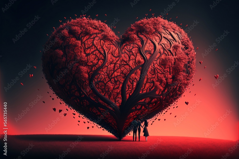 Digital abstract painting celebrate the day of love the day of the