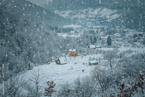 Winter wonderland: Snow-covered mountain range