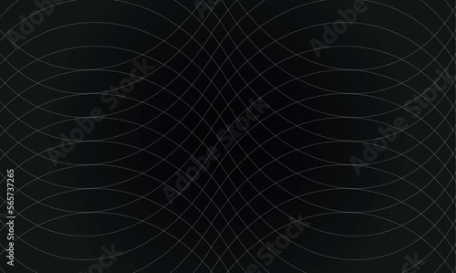 Abstract geometric lines background. Thin white lines on black gradient background. Modern and clean design