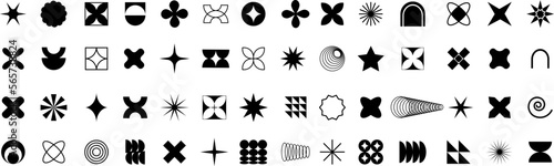 Set of geometric brutalism shapes.Abstract geometric brutalist elements. New modern elements swiss style, minimalist design. Vector illustration