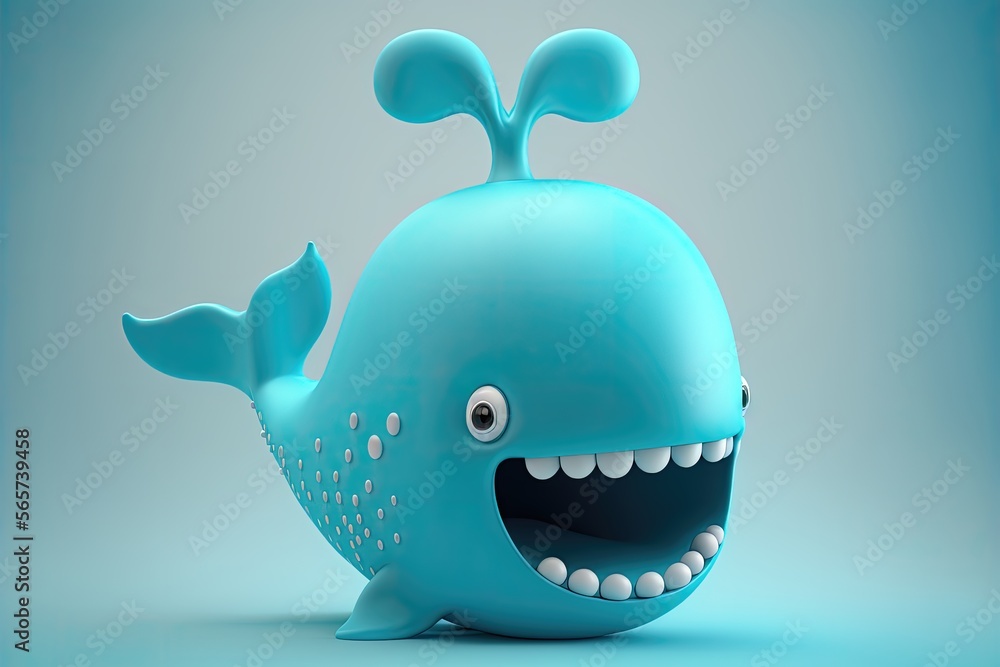 Cute 3D cartoon whale character. Generative AI Cute 3D cartoon whale character. Generative AI