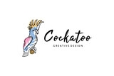Hand drawn creative abstract cockatoo logo design