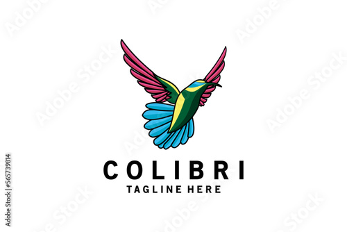 Modern abstract flying colibri bird logo design