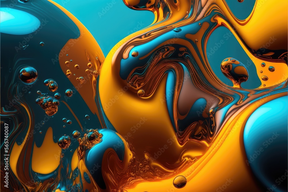 Yellow and Blue Paint liquid background