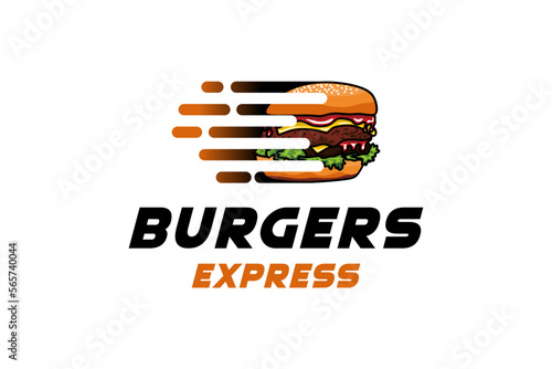 Fast burger logo design for fast food and delivery business