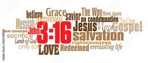 John 3:16 Christian Bible verse graphic word montage