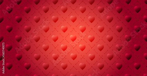 Romantically seamless red background with hearts 
