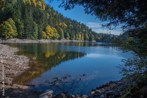 Le lac d"Altenweiher dans les Vosges en Automne - Vallée de Mittlach près de Munster