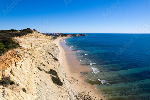 Algarve Region Portugal. Lagos looking over to Praia Da Luz Beach. Beautiful Blue Skies © Sam Foster