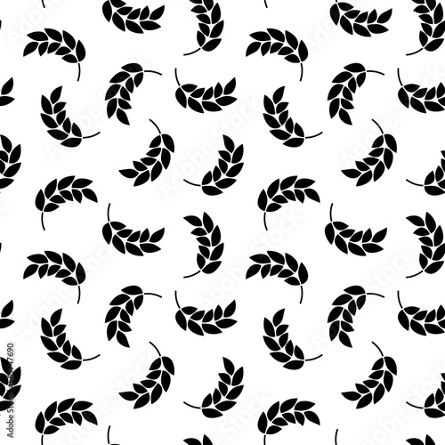 Wheat seamless pattern. Grain malt and barley, oat, rice, millet, maize, bran or corn. Beer background. Repeat texture plant for design agricultural print. Silhouette nature spica. Vector illustration