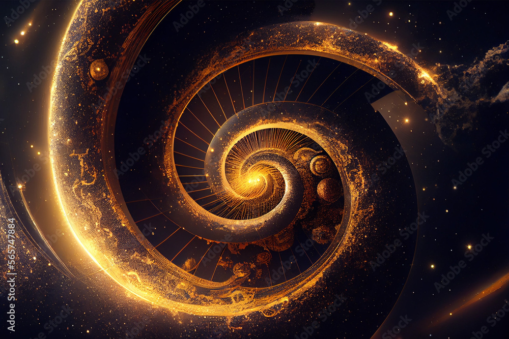 Abstract space background with golden spiral. Created with Generative ...