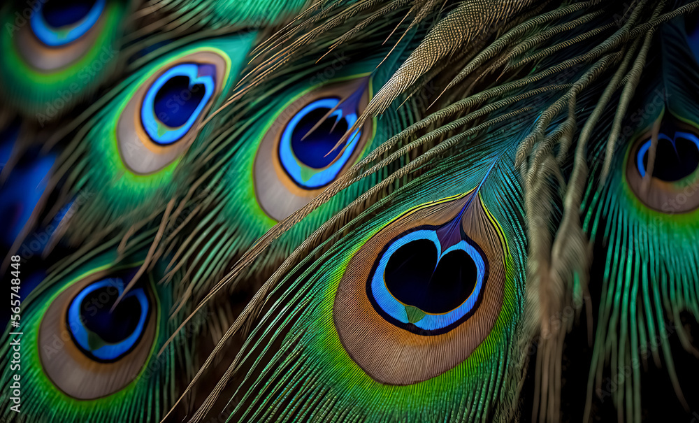 Obraz premium Colorful and Artistic Peacock Feathers. digital art, generative ai 