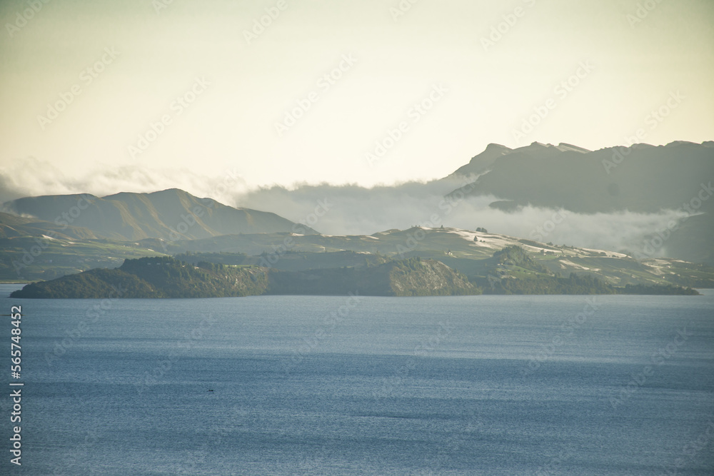 landscape with mountains and lake