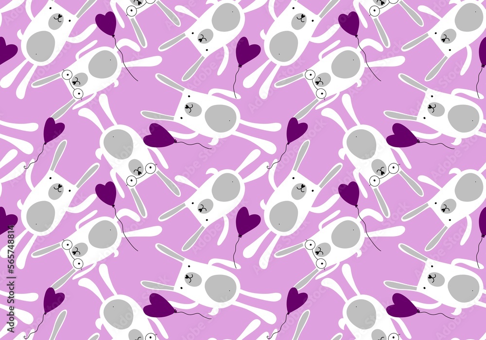 Cartoon animals seamless rabbit bunnies pattern for wrapping paper and fabrics and linens and kids clothes print Cartoon animals seamless rabbit bunnies pattern for wrapping paper and fabrics and linens and kids clothes print