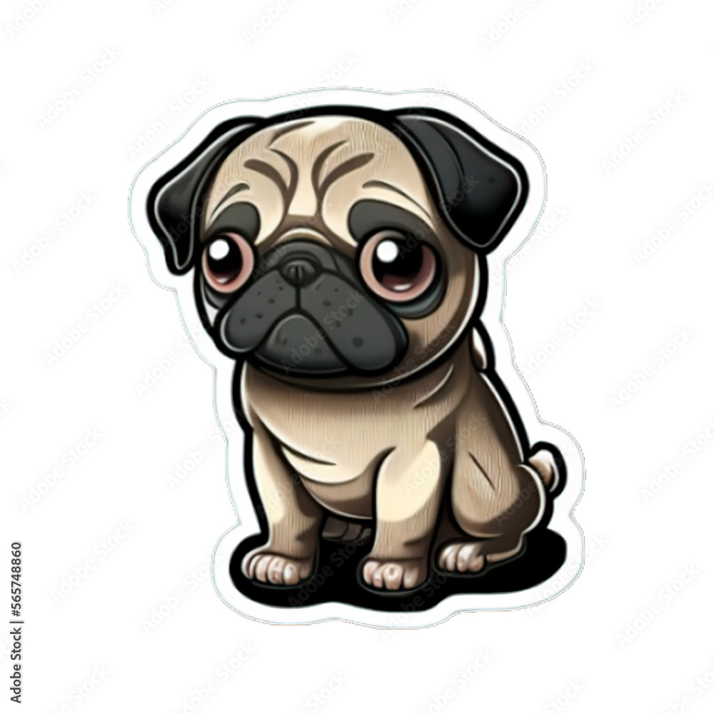Fototapeta premium Cartoon Pug Sticker