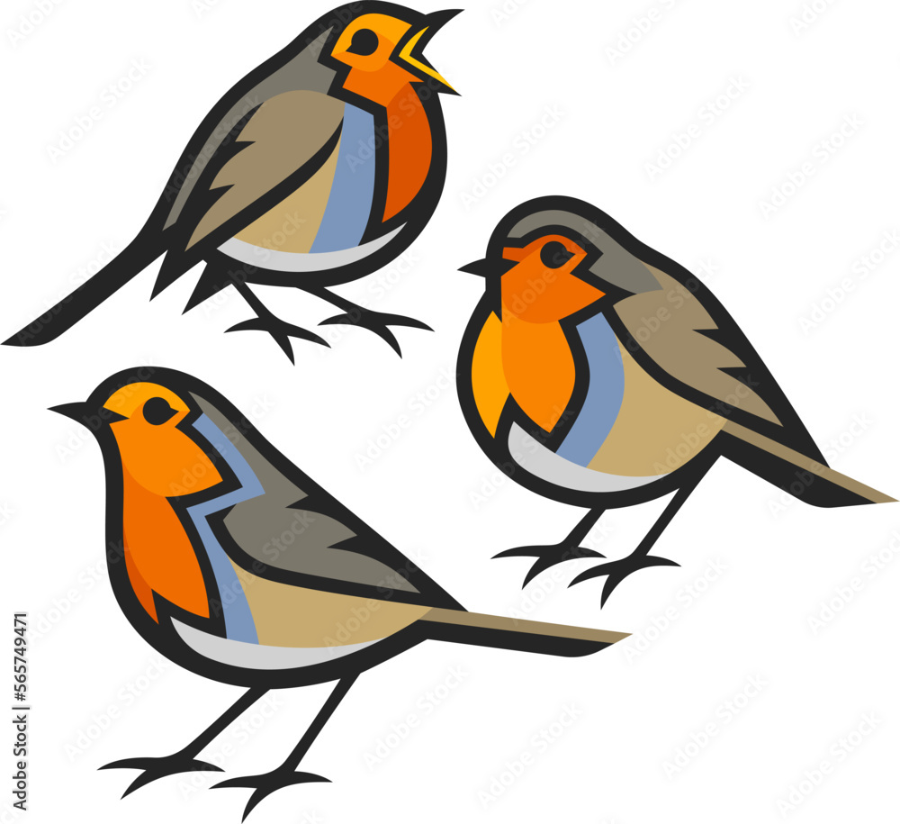 Fototapeta premium Stylized Birds - European Robin 