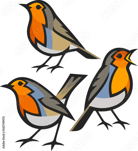 Stylized Birds - European Robin	