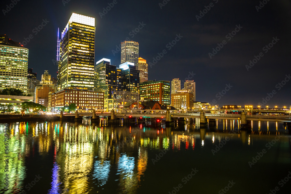 Boston cityscape at night