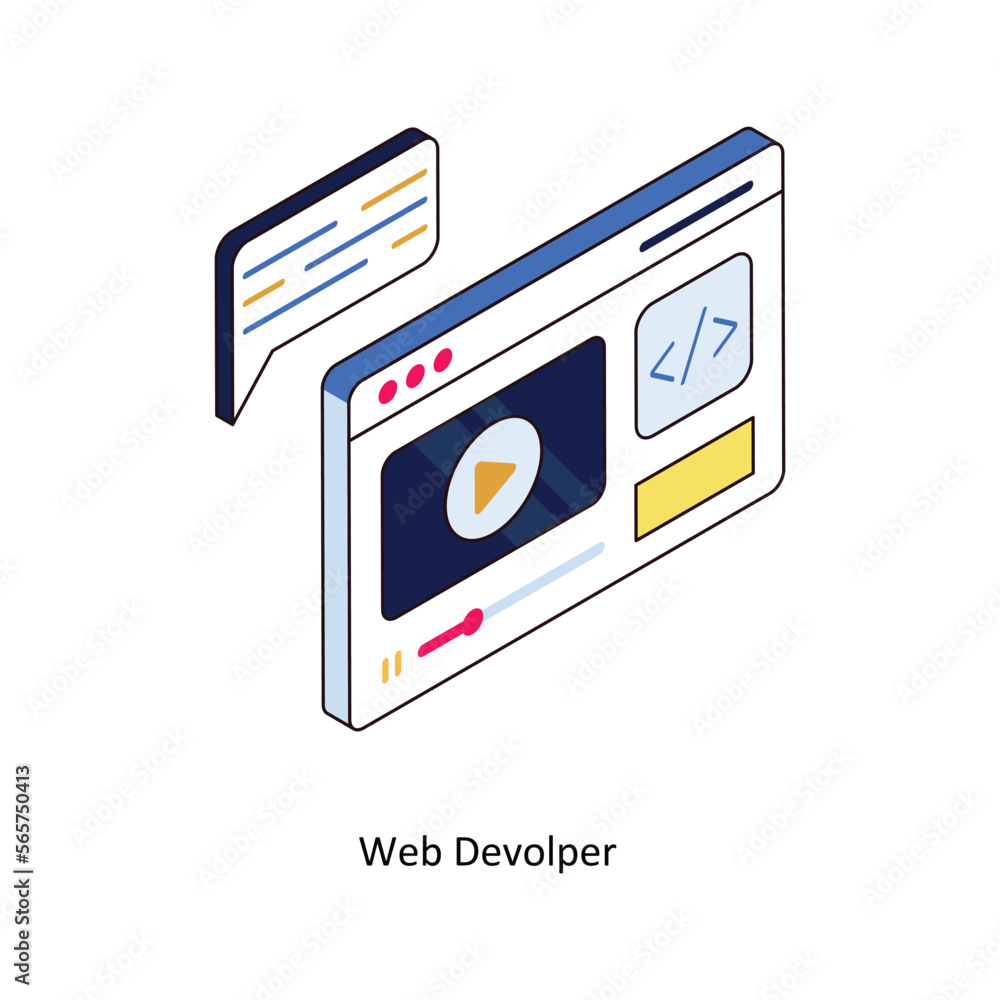 Web developer Vector Isometric Filled Outline icon for your digital or print projects. stock illustration Web developer Vector Isometric Filled Outline icon for your digital or print projects. stock illustration