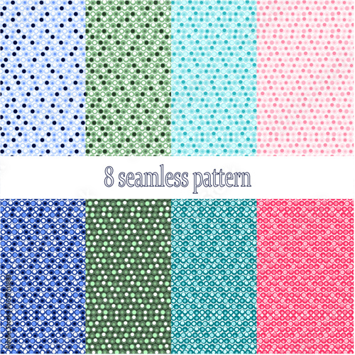 Polka dots seamless pattern set, blue,pink, green, and turqouis color