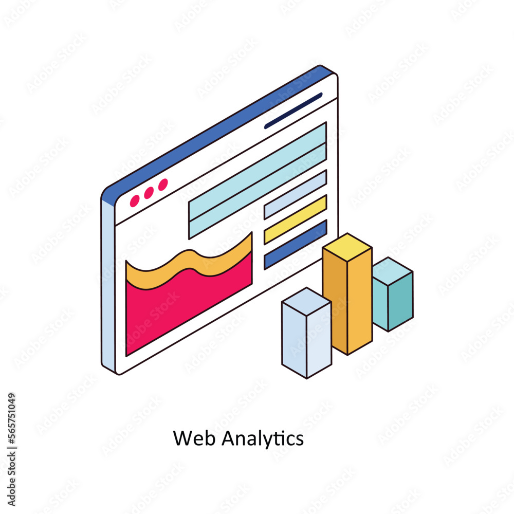 Web Analytics Vector Isometric Filled Outline icon for your digital or print projects. stock illustration Web Analytics Vector Isometric Filled Outline icon for your digital or print projects. stock illustration