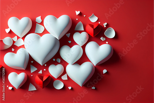 Abstract illustration of hearts romantic background wallpaper made with generative AI