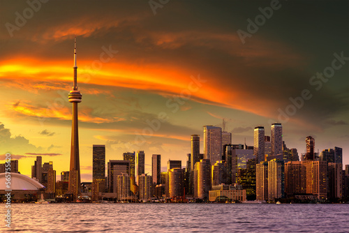 Toronto skyline at sunset, Canada photo