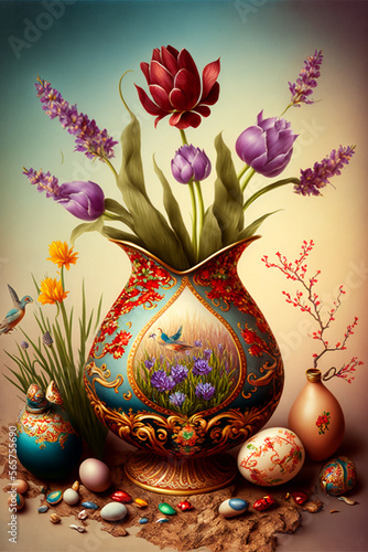 Nowruz holiday background, generative ai © oreans