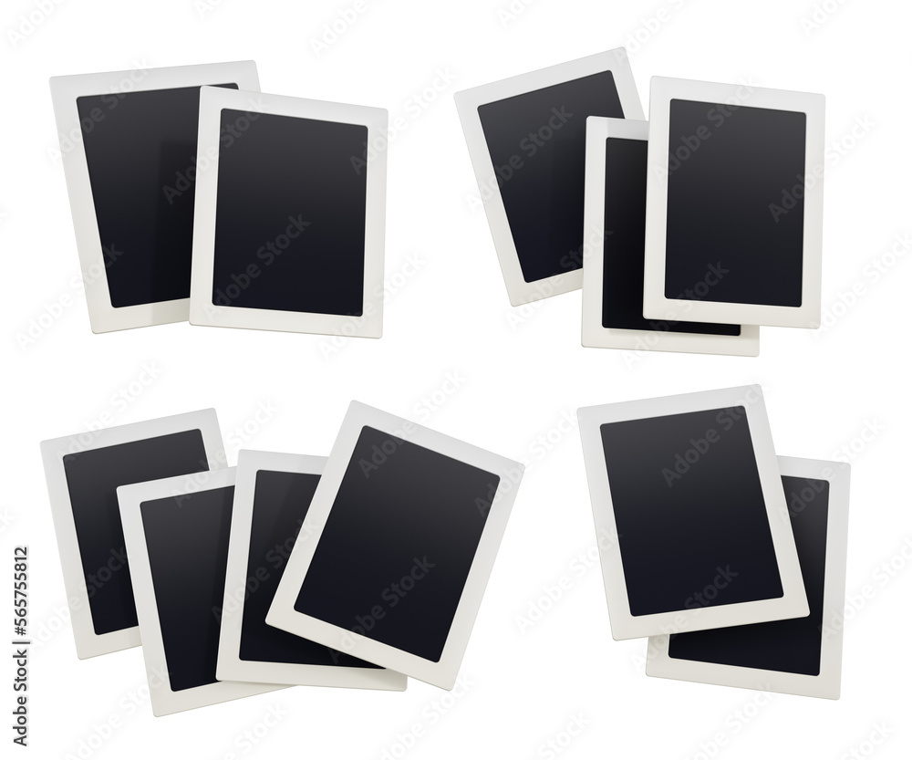 set photo frames camera polaroid 3d rendering png set photo frames camera polaroid 3d rendering png