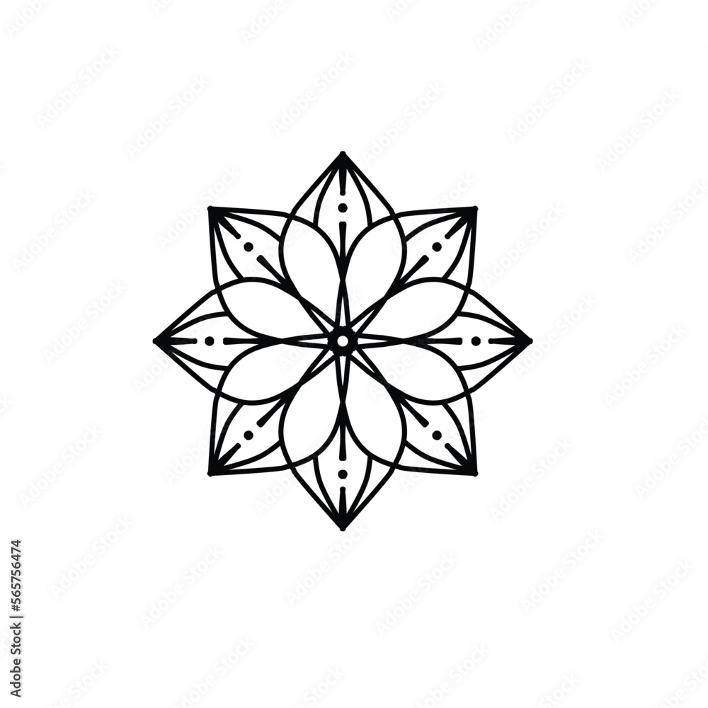 Mandala Flowers. Vintage decorative elements. Oriental pattern, vector illustration. Islamic, Arabic, Indian, Moroccan, Spanish, Turkish, Pakistani, Chinese, mystic, ottoman motifs. Coloring book page