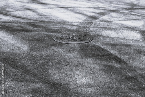 Tire marks on pavement