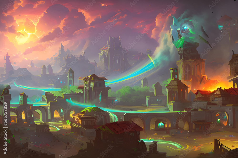 Obraz premium Fantasy World Generative AI, Generative, AI