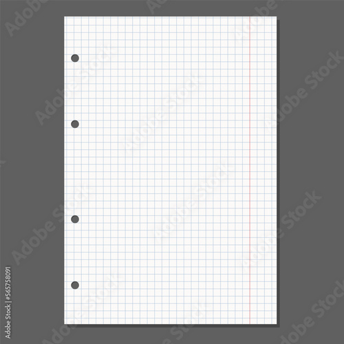 Fototapeta Naklejka Na Ścianę i Meble -  Blank square sheet of paper, note book paper. Vector illustration.