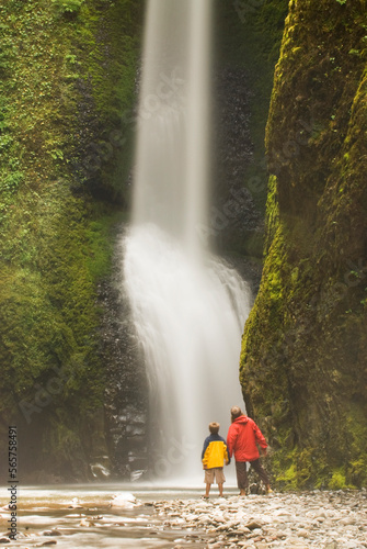 A mother and her son admire Oneonta Falls on June 27, 2007 near Corbett, Oregon. photo