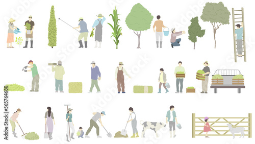 Architectural farming handwriting peoples illustrations are great for design and architecture presentations