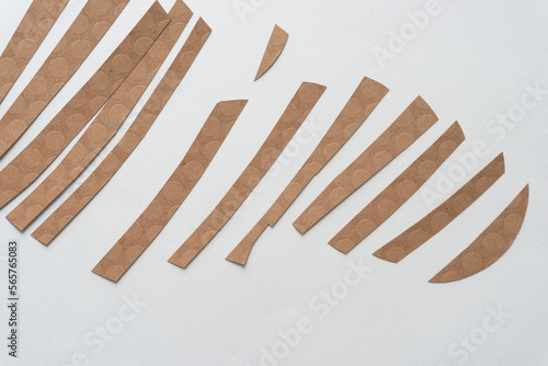 short brown paper stripes with a rounded style on blank paper