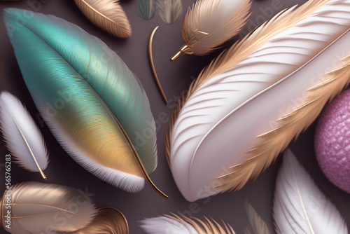 Generative AI: Abstract feathers background, feather texture wallpaper photo