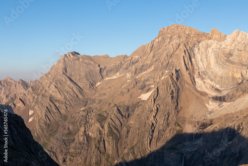 mountains of the pyrenees in the south of france in the village of gavarnie at sunset in summer