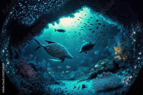 Bioluminescence Fantasy Underwater World - Generative AI  © Jürgen Fälchle