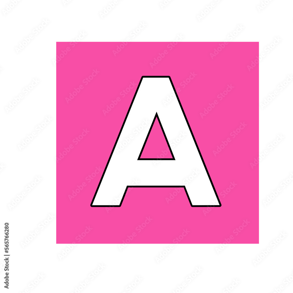 Letter A alphabet sign symbol on pink square border background for education concept 