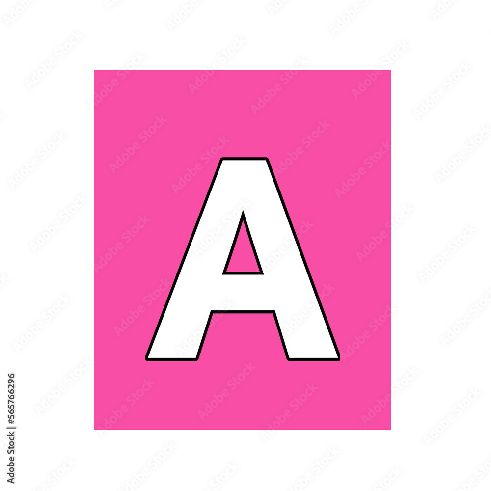 Letter A alphabet sign symbol on pink square border background for education concept Letter A alphabet sign symbol on pink square border background for education concept