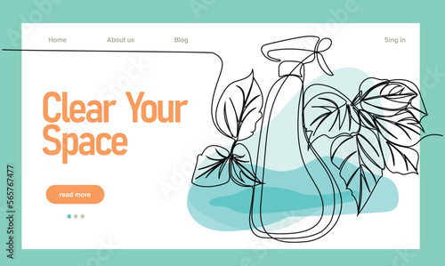 Home cleaning service landing page design concept, illustration of janitors with cleaning tools. Vector illustration