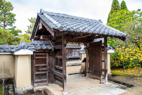 Himeji Japan 30th Dec 2022: the entrance of a gardern in Kokoen, is a relatively recently constructed Japanese style garden,  it is next to Himeji Castle Hyogo Prefecture Japan.  © Danny Ye