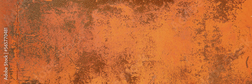 Old rusty metal texture. Rust on the surface of the iron wall. Panoramic background for grunge design.